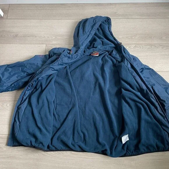 AS Roma Full Zip Windbreaker Rain Jacket Women's XL Blue Hooded Soccer Football